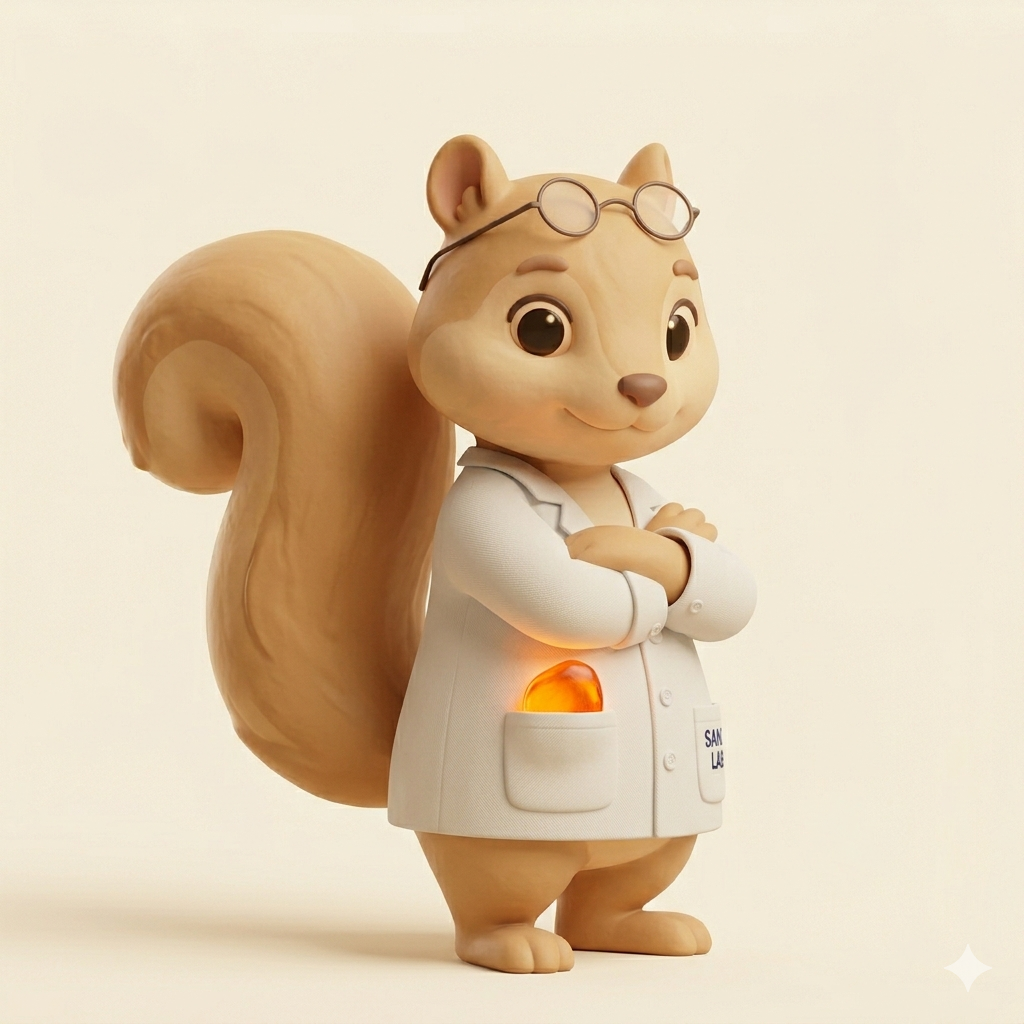Sandy, the Sandy Labs mascot — 3D claymation portrait
